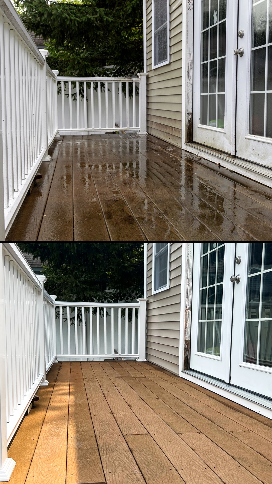 House washing photo pair, before and after